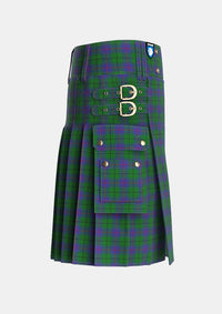Utility_Davidson_Half_Tartan_1076_kilt_right_image_with_pleated_design_and_adjustable_buckles_for_men