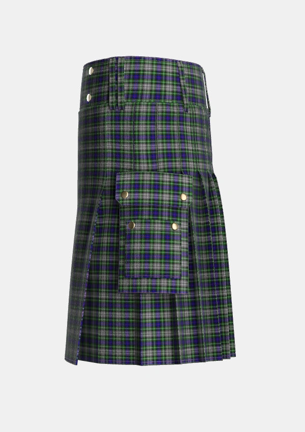 Utility_Davidson_of_Tulloch_Dress_2_Tartan_4194_kilt_left_image_with_pleated_design_and_adjustable_buckles_for_men