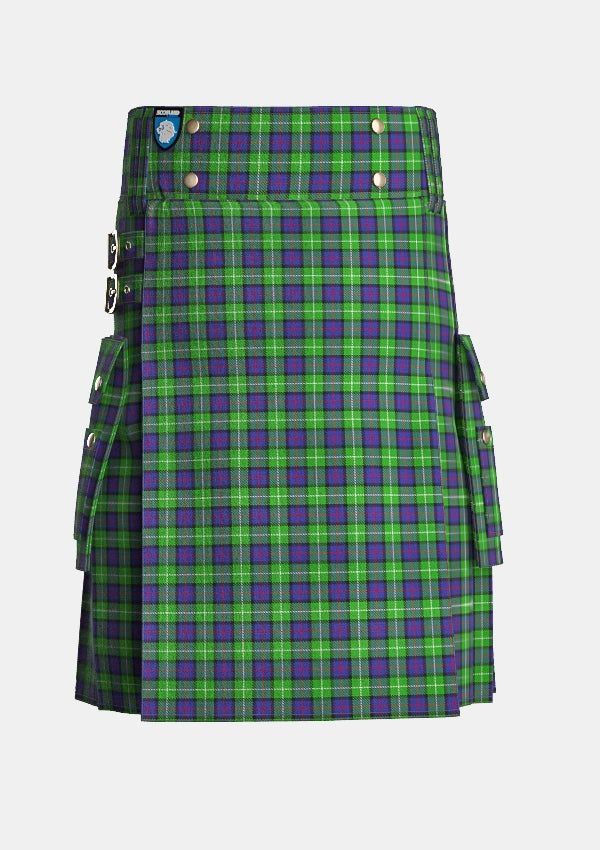 Utility_Davidson_of_Tulloch_Tartan_1360_kilt_front_image_with_pleated_design_and_adjustable_buckles_for_men