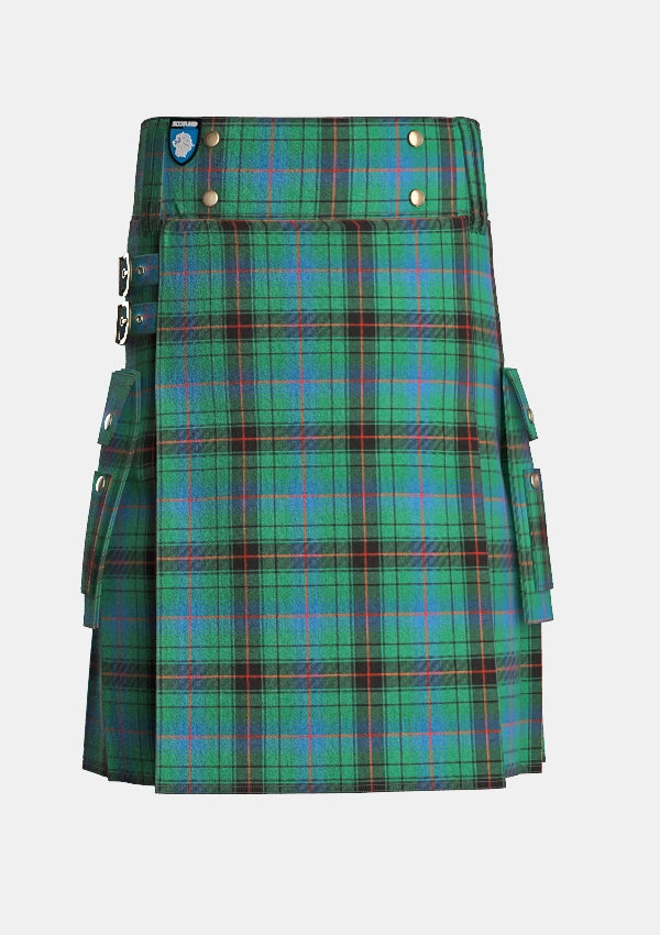 Utility_Davidson_tartan_kilt_front_image_with_pleated_design_and_adjustable_buckles_for_men