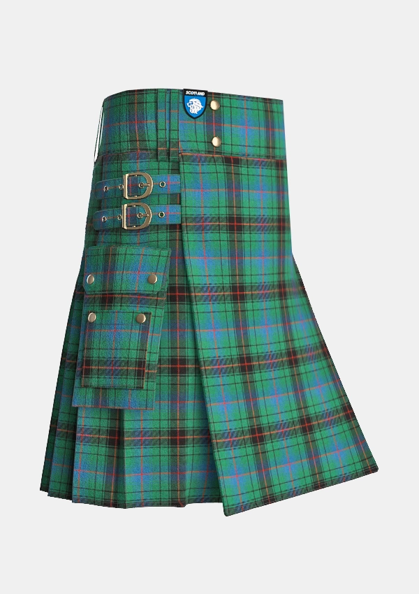Utility_Davidson_tartan_kilt_side_image_with_pleated_design_and_adjustable_buckles_for_men