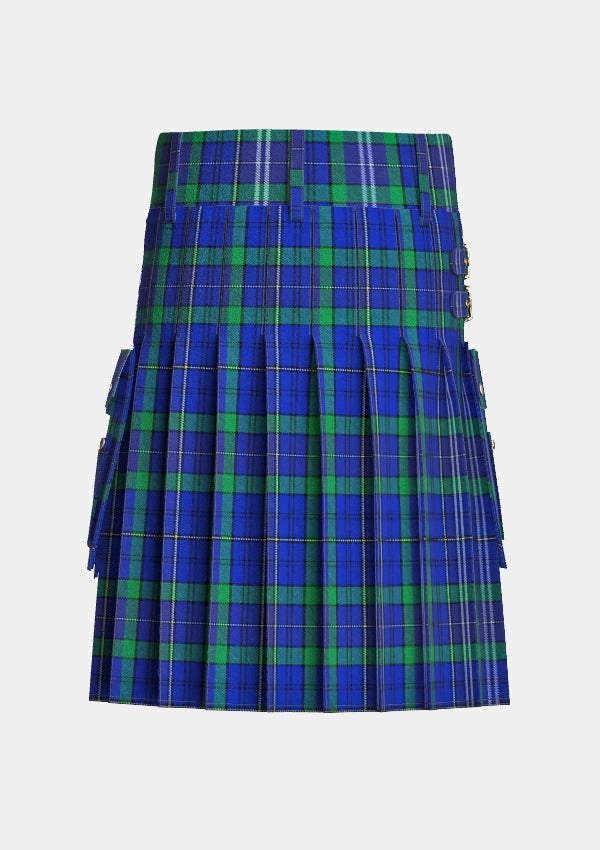 Utility_Davies_of_Wales_Tartan_kilt_back_image_with_pleated_design_and_adjustable_buckles_for_men