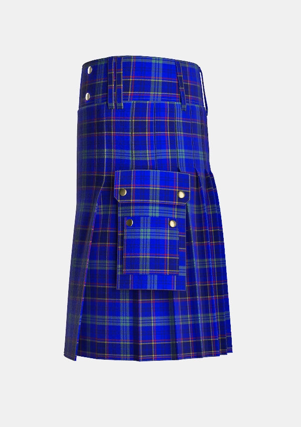Utility_Dempster_Tartan_2219_kilt_left_image_with_pleated_design_and_adjustable_buckles_for_men
