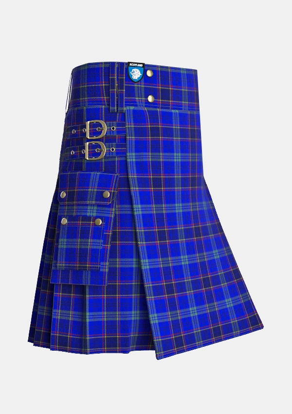 Utility_Dempster_Tartan_2219_kilt_side_image_with_pleated_design_and_adjustable_buckles_for_men