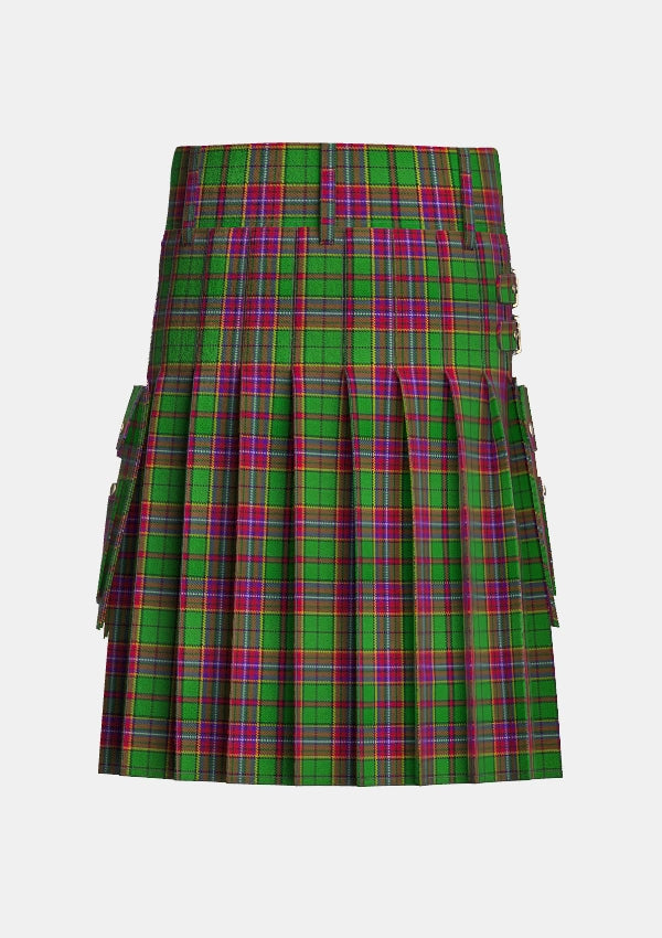 Utility_Derbyshire_Tartan_11306_kilt_back_image_with_pleated_design_and_adjustable_buckles_for_men