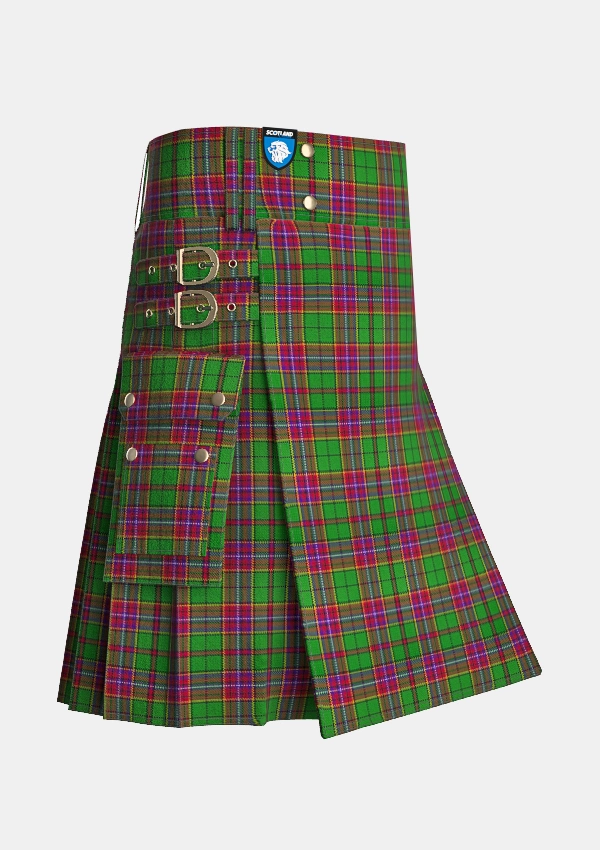 Utility_Derbyshire_Tartan_11306_kilt_side_image_with_pleated_design_and_adjustable_buckles_for_men