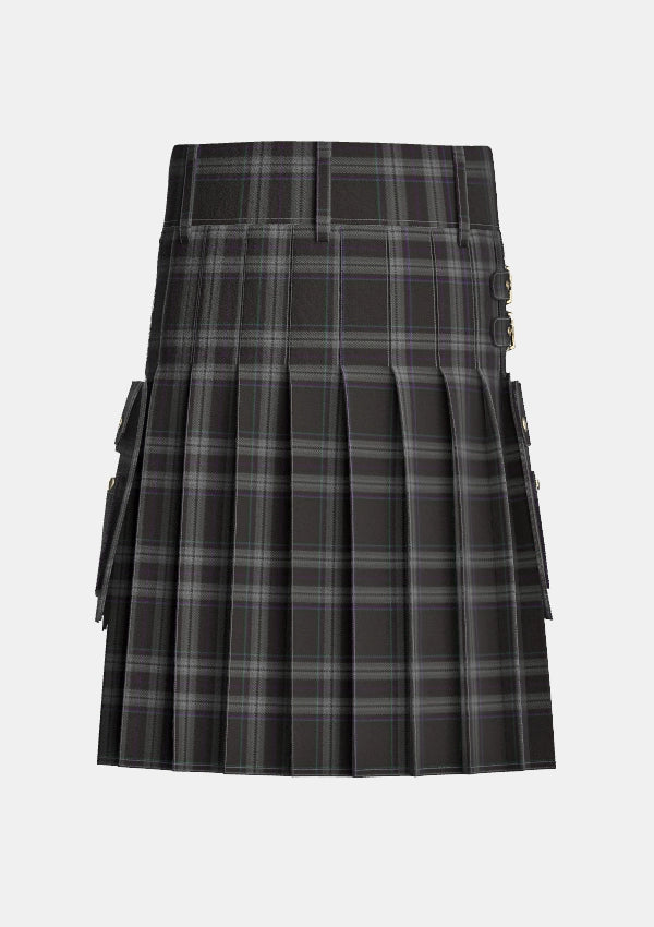 Utility_Devlin_H_Family_Tartan_13900_kilt_back_image_with_pleated_design_and_adjustable_buckles_for_men