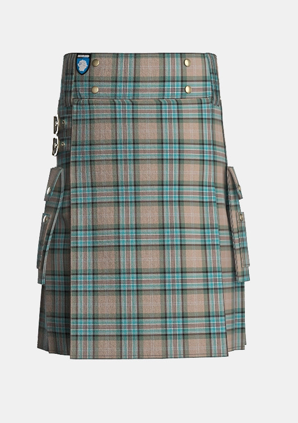 Utility_Diana_Memorial_Rose_Tartan_11460_kilt_front_image_with_pleated_design_and_adjustable_buckles_for_men