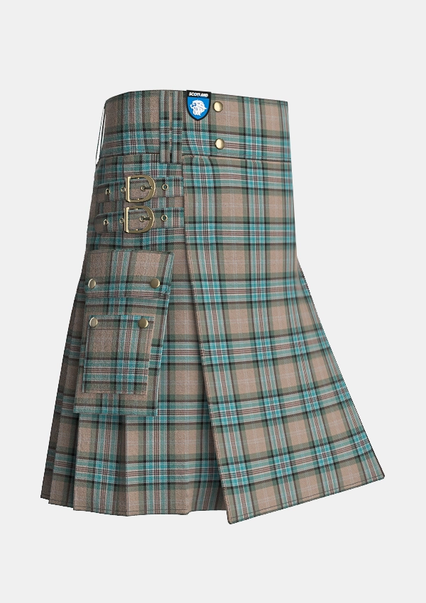 Utility_Diana_Memorial_Rose_Tartan_11460_kilt_side_image_with_pleated_design_and_adjustable_buckles_for_men