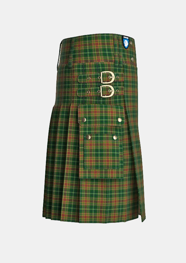 Utility_Dixon_Clyde_Tartan_10966_kilt_right_image_with_pleated_design_and_adjustable_buckles_for_men