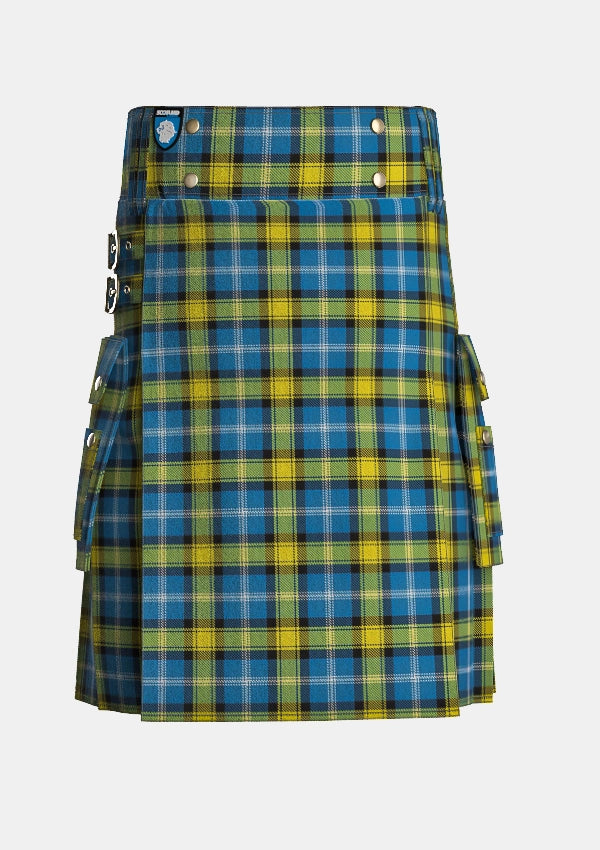 Utility_Doddie_Weir_tartan_12047_kilt_front_image_with_pleated_design_and_adjustable_buckles_for_men