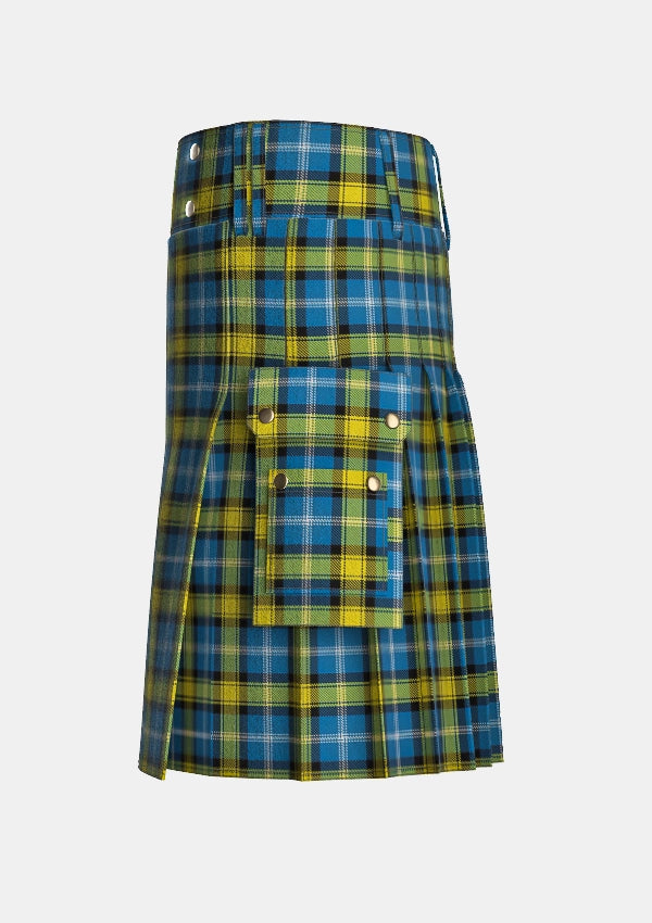 Utility_Doddie_Weir_tartan_12047_kilt_left_image_with_pleated_design_and_adjustable_buckles_for_men