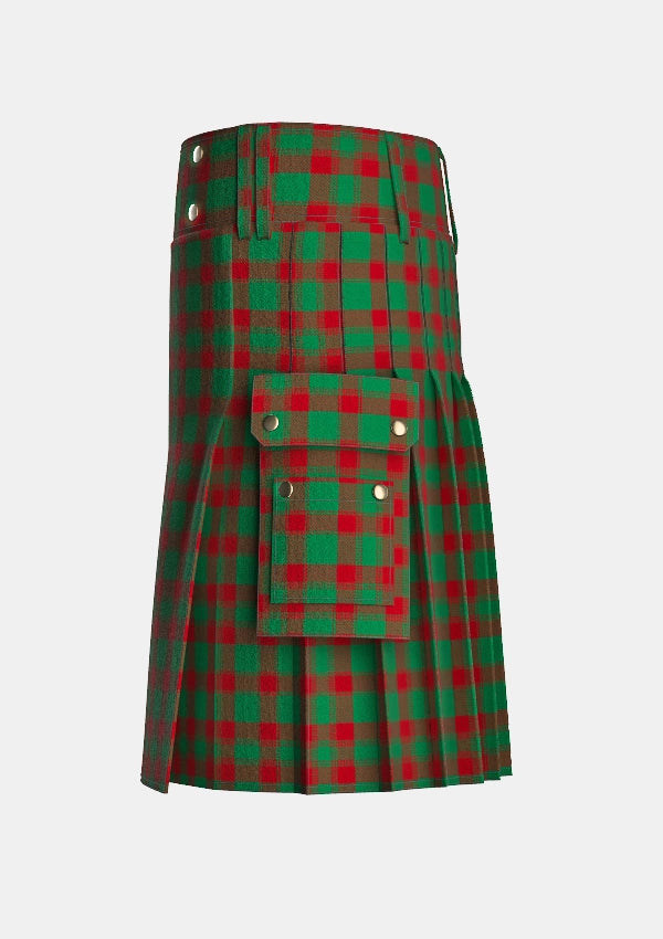 Utility_Donachie_Tartan_6138_kilt_left_image_with_pleated_design_and_adjustable_buckles_for_men