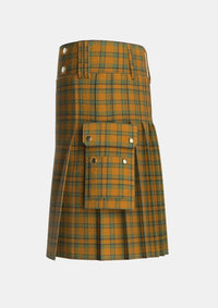 Utility_Donachie_of_Brockloch_Ancient_Hunting_Tartan_6004_kilt_left_image_with_pleated_design_and_adjustable_buckles_for_men
