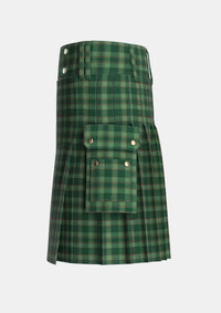Utility_Donachie_of_Brockloch_Hunting_Tartan_6703_kilt_left_image_with_pleated_design_and_adjustable_buckles_for_men