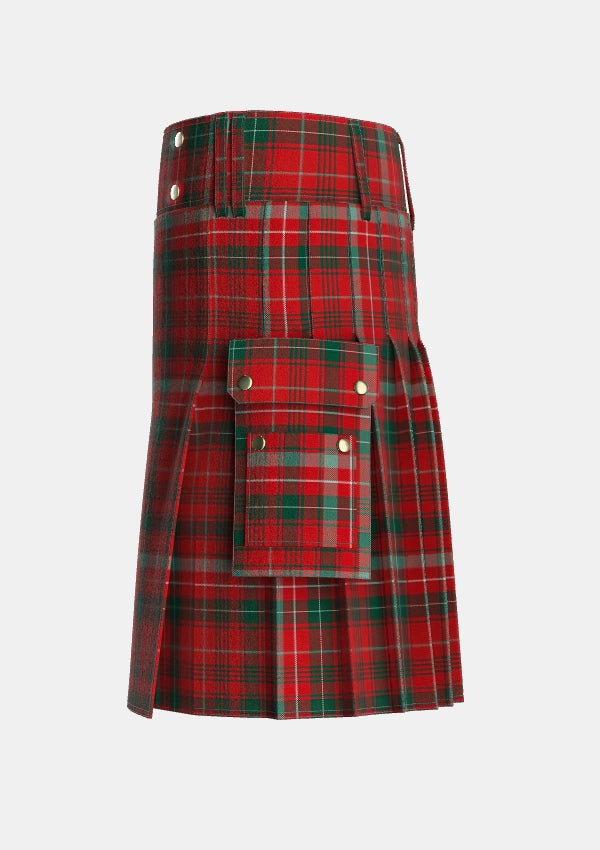 Utility_Donald_of_Staffas_Sett_Tartan_4689_kilt_left_image_with_pleated_design_and_adjustable_buckles_for_men