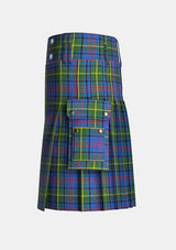 Utility_Donegal_tartan_kilt_left_image_with_pleated_design_and_adjustable_buckles_for_men