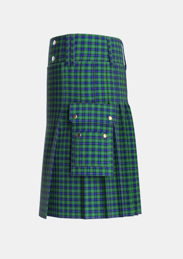 Utility_Douglas_2_Tartan_1034_kilt_left_image_with_pleated_design_and_adjustable_buckles_for_men