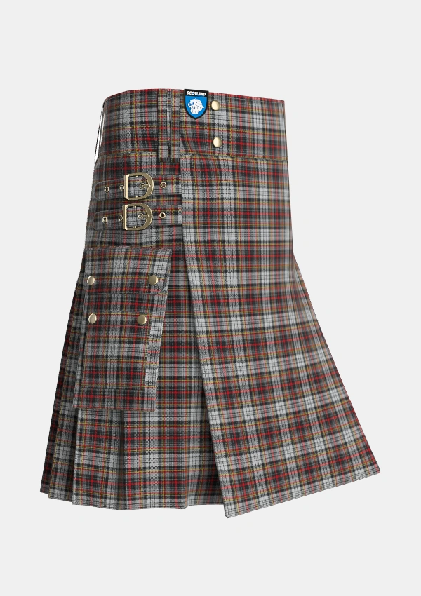 Utility_Douglas_Ancient_Dress_wcwm_Tartan_1310_kilt_side_image_with_pleated_design_and_adjustable_buckles_for_men