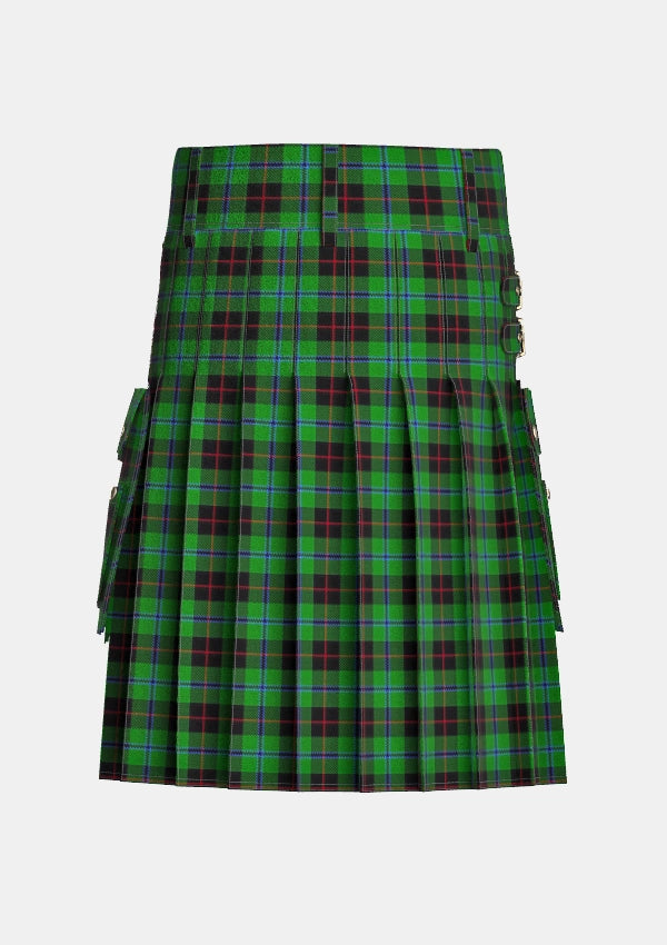 Utility_Douglas_Black_Tartan_1029_kilt_back_image_with_pleated_design_and_adjustable_buckles_for_men