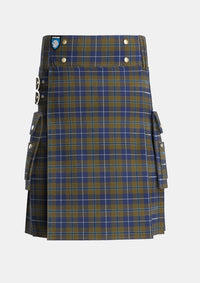 Utility_Douglas_Brown_Tartan_2523_kilt_front_image_with_pleated_design_and_adjustable_buckles_for_men