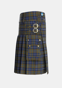 Utility_Douglas_Brown_Tartan_2523_kilt_right_image_with_pleated_design_and_adjustable_buckles_for_men