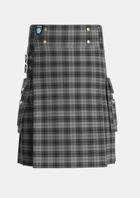 Utility_Douglas_Grey_Vestiarium_Scoticum_Tartan_1127_kilt_front_image_with_pleated_design_and_adjustable_buckles_for_men