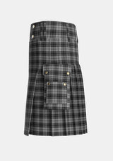 Utility_Douglas_Grey_Vestiarium_Scoticum_Tartan_1127_kilt_left_image_with_pleated_design_and_adjustable_buckles_for_men