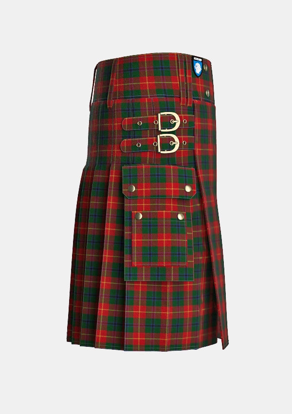 Utility_Douglas_of_Roxburgh_tartan_kilt_right_image_with_pleated_design_and_adjustable_buckles_for_men
