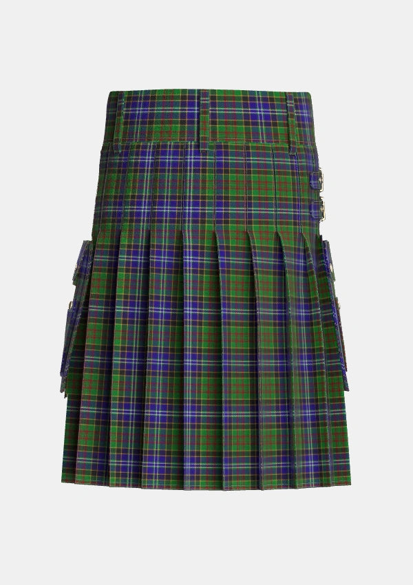 Utility_Drennan_Tartan_4710_kilt_back_image_with_pleated_design_and_adjustable_buckles_for_men