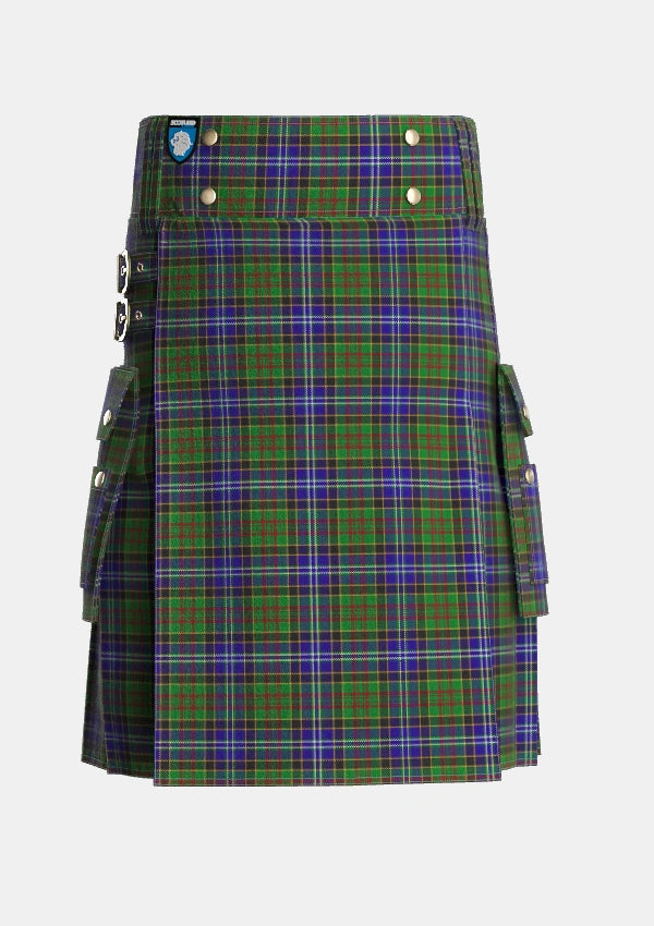 Utility_Drennan_Tartan_4710_kilt_front_image_with_pleated_design_and_adjustable_buckles_for_men