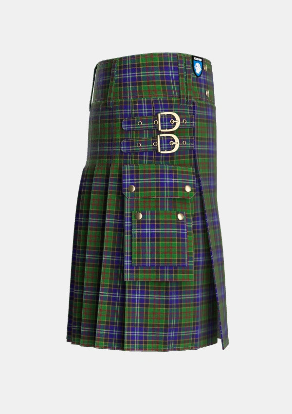 Utility_Drennan_Tartan_4710_kilt_right_image_with_pleated_design_and_adjustable_buckles_for_men