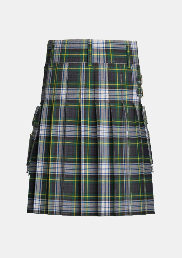 Utility_Dress_Gordon_tartan_kilt_back_image_with_pleated_design_and_adjustable_buckles_for_men