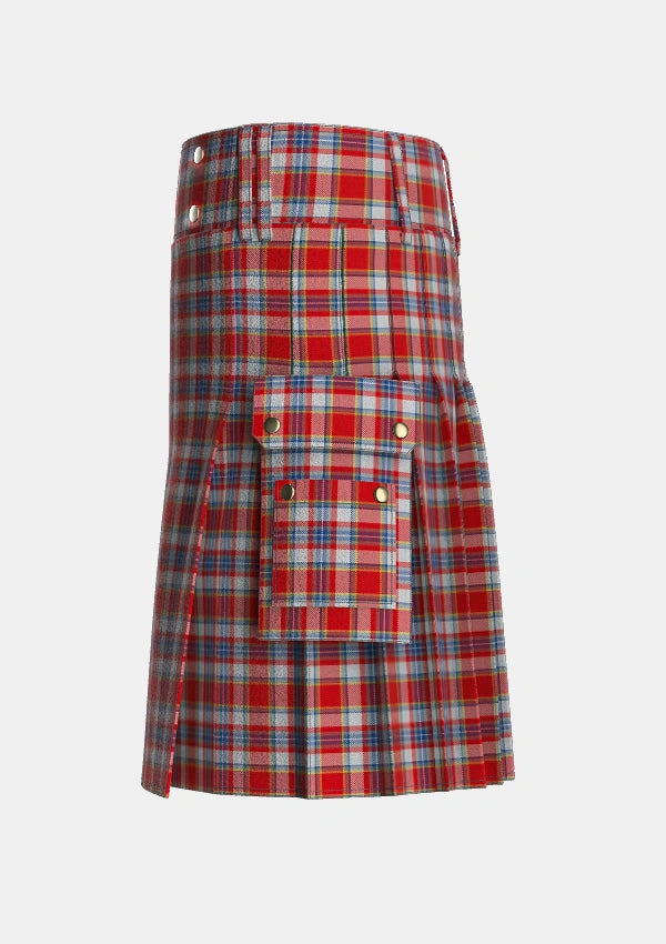 Utility_Drummond_of_Perth_Dress_2_Tartan_1719_kilt_left_image_with_pleated_design_and_adjustable_buckles_for_men