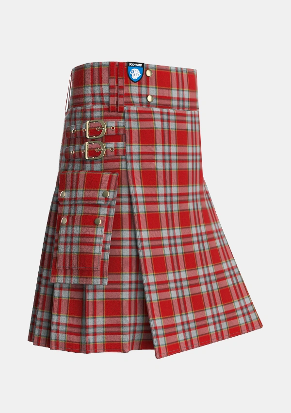Utility_Drummond_of_Perth_Dress_3_Tartan_1720_kilt_side_image_with_pleated_design_and_adjustable_buckles_for_men
