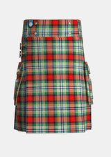 Utility_Dundee_tartan_844_kilt_front_image_with_pleated_design_and_adjustable_buckles_for_men