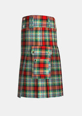 Utility_Dundee_tartan_844_kilt_left_image_with_pleated_design_and_adjustable_buckles_for_men