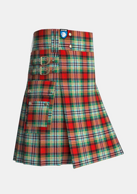 Utility_Dundee_tartan_844_kilt_side_image_with_pleated_design_and_adjustable_buckles_for_men