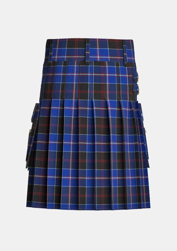 Utility_Dunlop_tartan_1197_kilt_back_image_with_pleated_design_and_adjustable_buckles_for_men