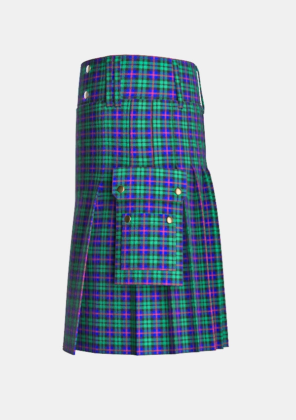 Utility_Durham_Tartan_kilt_left_image_with_pleated_design_and_adjustable_buckles_for_men