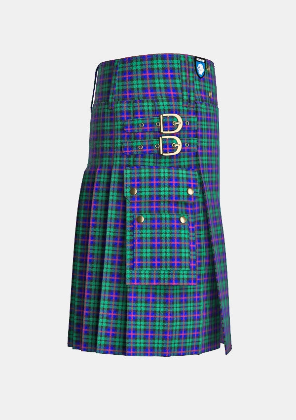 Utility_Durham_Tartan_kilt_right_image_with_pleated_design_and_adjustable_buckles_for_men
