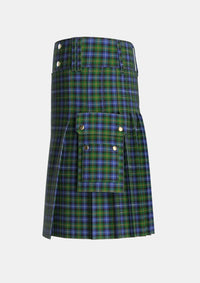 Utility_Dyce_3_Tartan_1266_kilt_left_image_with_pleated_design_and_adjustable_buckles_for_men