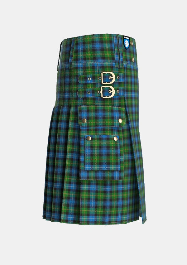 Utility_Dyce_Tartan_291_kilt_right_image_with_pleated_design_and_adjustable_buckles_for_men