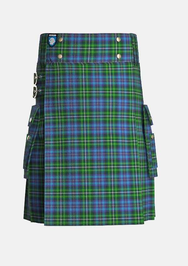 Utility_Dyer_Tartan_4027_kilt_front_image_with_pleated_design_and_adjustable_buckles_for_men