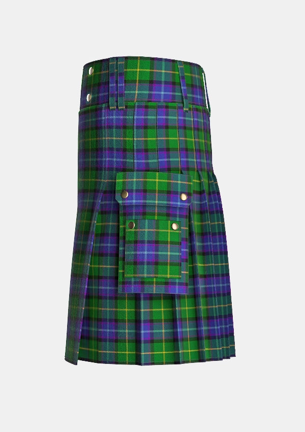 Utility_East_Lothian_Tartan_2561_kilt_left_image_with_pleated_design_and_adjustable_buckles_for_men