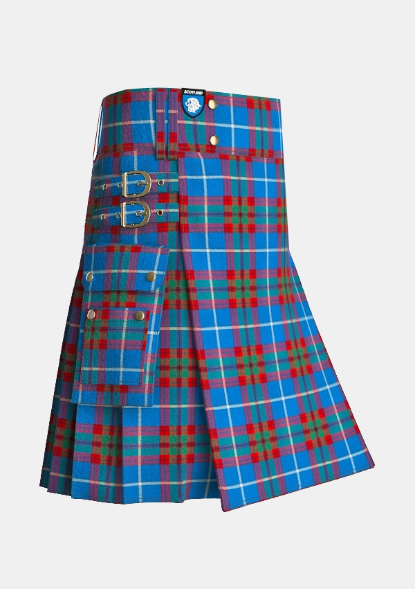 Utility_Edinburgh_tartan_1163_kilt_side_image_with_pleated_design_and_adjustable_buckles_for_men