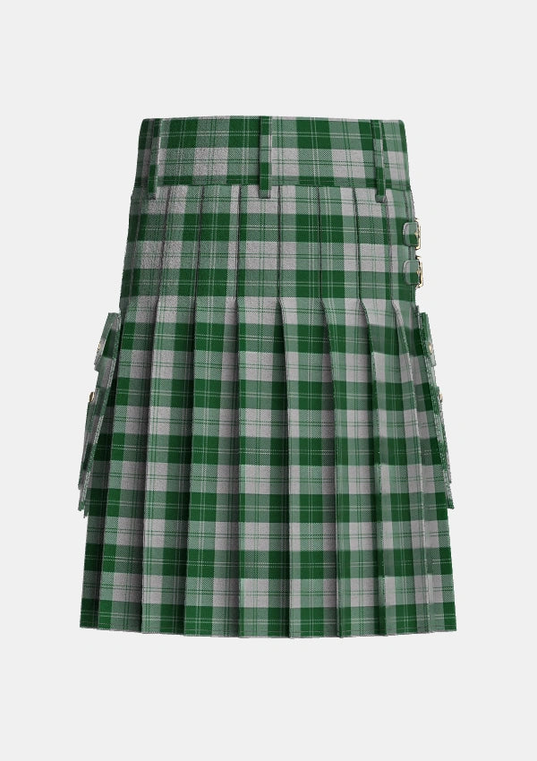 Utility_Erskine_Green_Tartan_941_kilt_back_image_with_pleated_design_and_adjustable_buckles_for_men