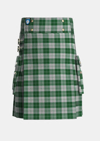 Utility_Erskine_Green_Tartan_941_kilt_front_image_with_pleated_design_and_adjustable_buckles_for_men