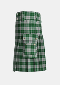 Utility_Erskine_Green_Tartan_941_kilt_left_image_with_pleated_design_and_adjustable_buckles_for_men