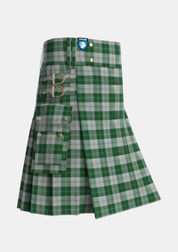 Utility_Erskine_Green_Tartan_941_kilt_side_image_with_pleated_design_and_adjustable_buckles_for_men